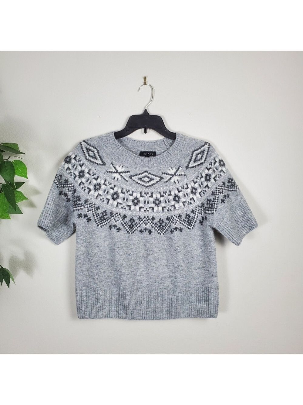 CeCe Women's Fair Isle Crewneck Sweater Top Small